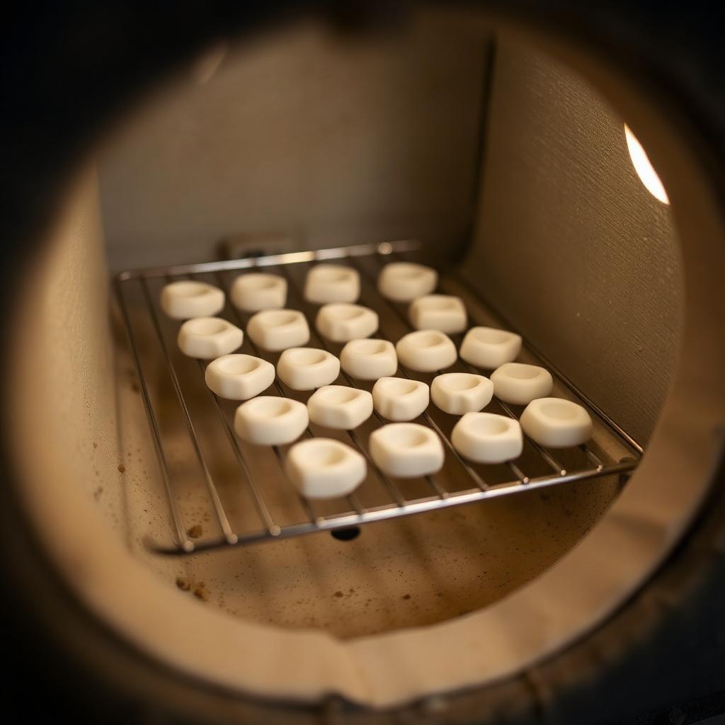 Peças de gesso no forno a secar